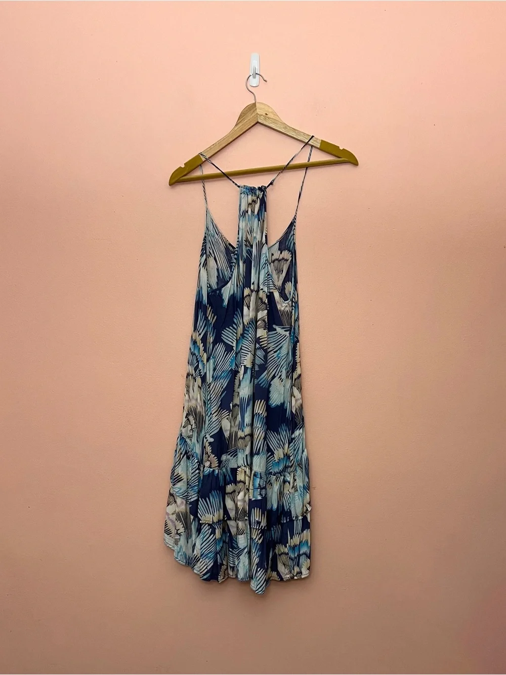 Free People Lightweight Floral Leaf Print Beachy High Low Mini Dress Small